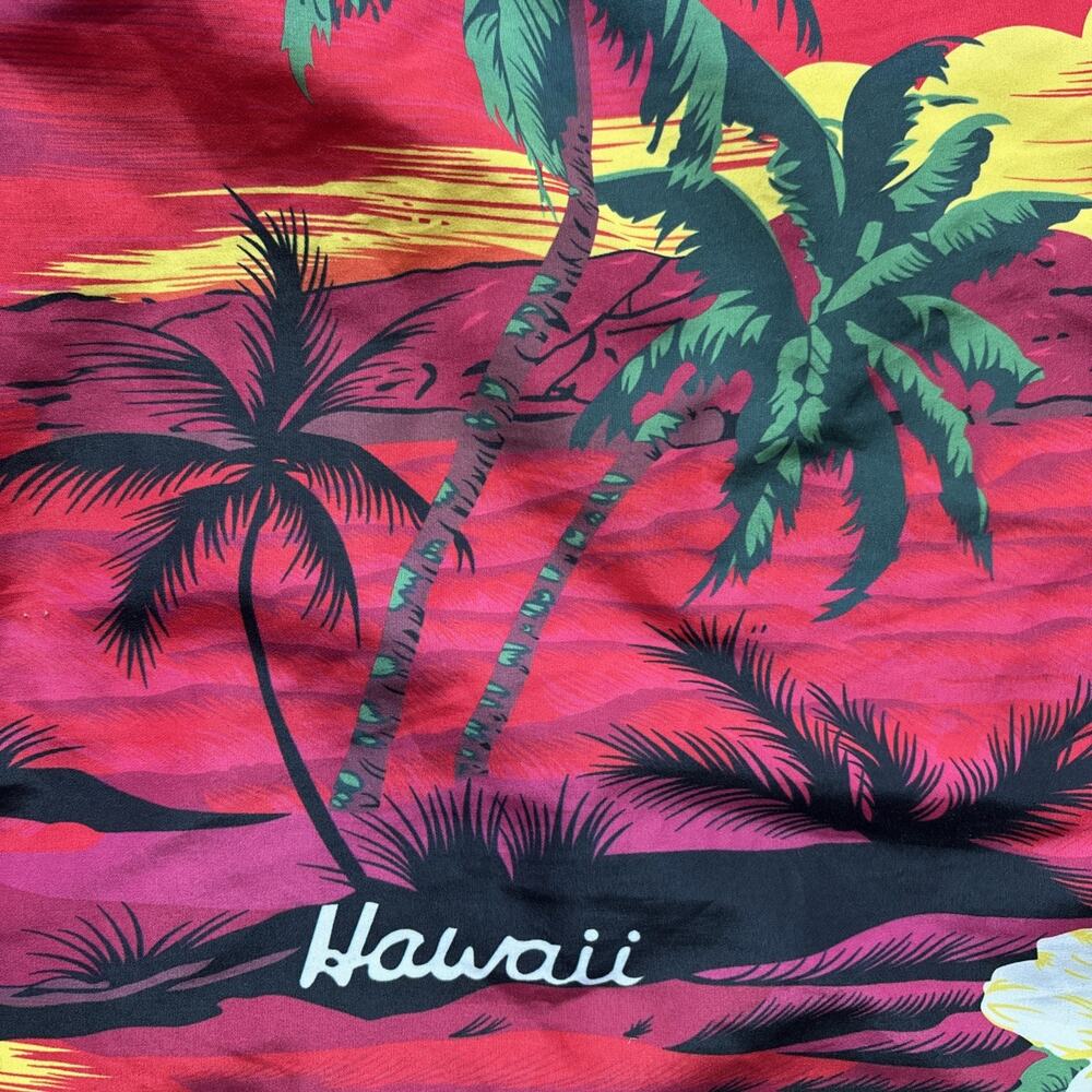 Year In Year Out Hawaiian Shirt‎ Mens XXL Red Tropical Sunset Palm Tree Aloha - Picture 15 of 15